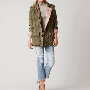 Free People Double cloth Military Jacket two toned Size L MSRP $148